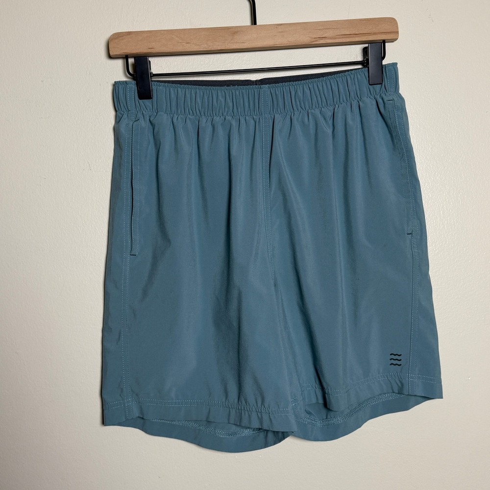 Free Fly Mens Shorts S Blue Elastic Waist Pockets Lightweight Stretch Gym Hike